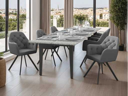 Fauteuil pivotant en velours avec accoudoirs- gris anthracite (x6)