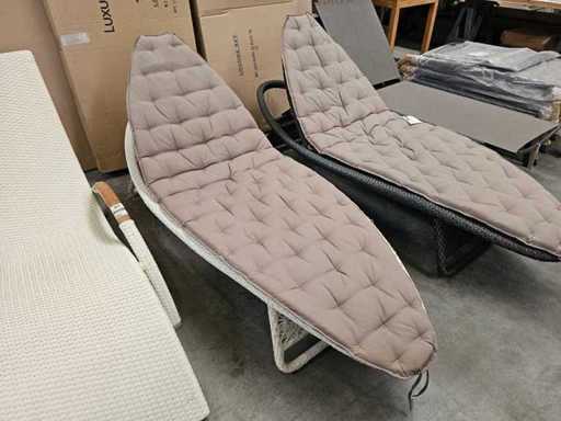 Luxury Lounge Surf Ligbed Wit Flower Weaving met Kussen Taupe 