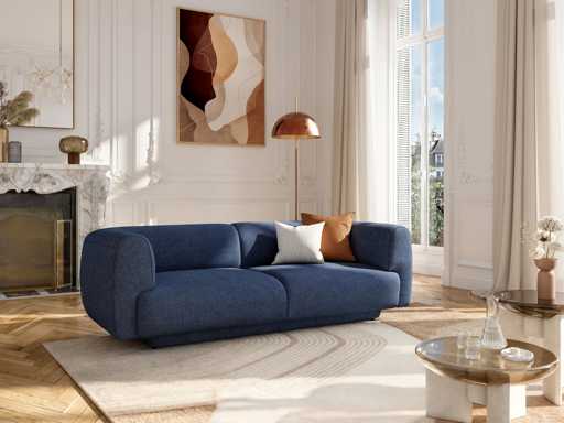 3-zits bank in textuurstof - Marineblauw - Ontwerp door Federica Francini
