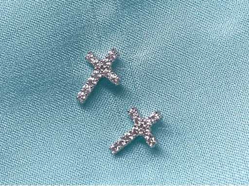 Kruis oorbellen met briljanten