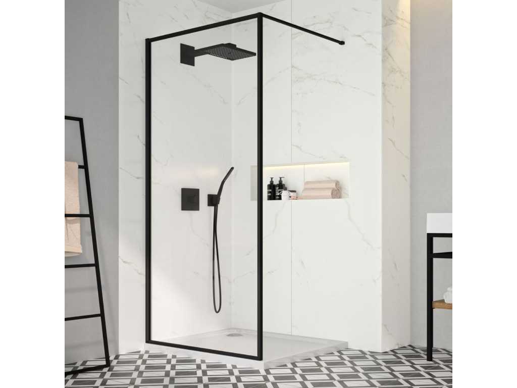 1 x 140x200 BCF Walk-in shower with matt black frame