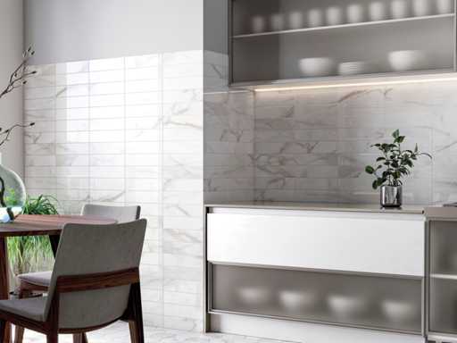 Carrelage mural 48m2 Calacatta Gold Brick brillant 7,5x30cm