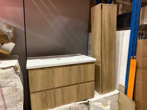 Set de mobilier de baie 80 cm cu dulap cu coloane