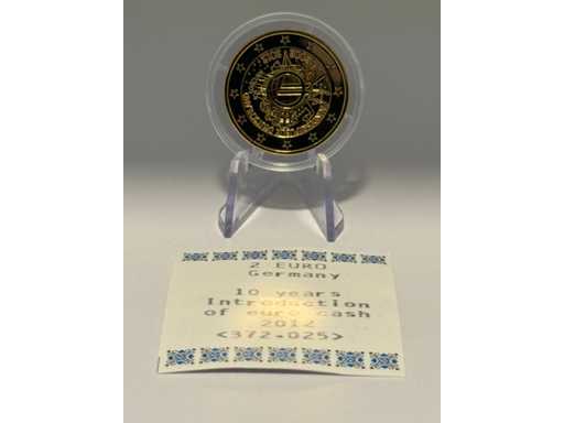 Moneta commemorativa da 2 euro placcata in oro Slovenia 2012 10 anni euro