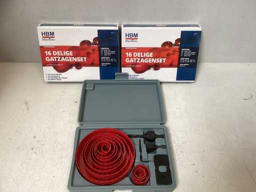 (2x) HBM 16-delige gatzagenset – 19-127mm diameter, geschikt voor hout, gips en pleisterwerk