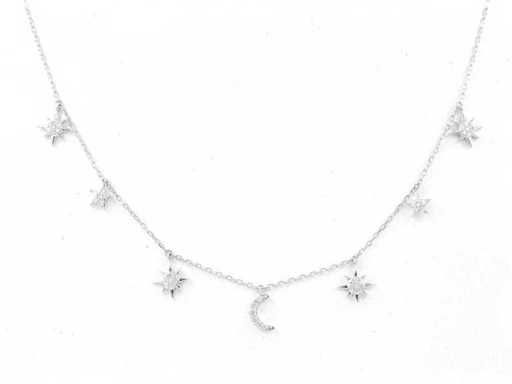 14 KT White Gold Necklace with Pendant With Natural Diamond