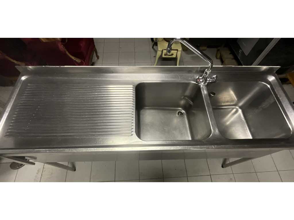 Sink with double sink and faucet