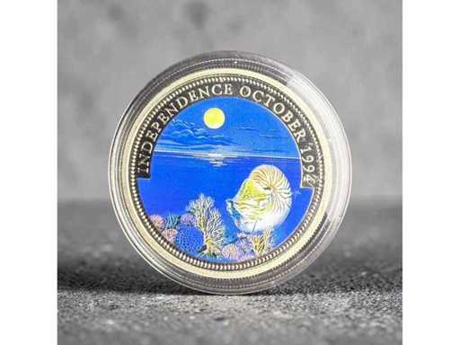 1994 Palau Independence October Nautilus Perlboot Farbmünze 1 Dollar Gratis EU Versand