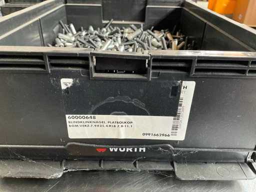 Würth 19.93kg Blind rivet flat head 7.9x25 4-KLB 7.9x11.1 in stackable box