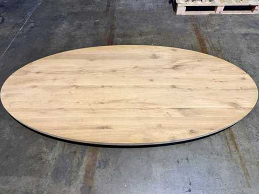 Eiken ovaal tafelblad 240 cm.