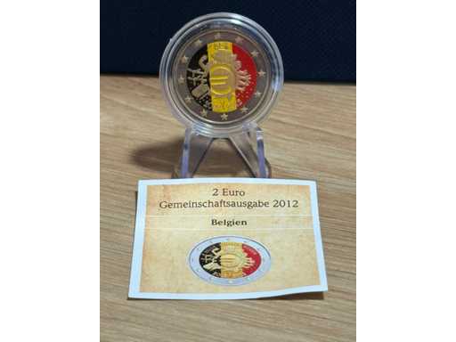 2 Euro 2012 Belgia 10 lat euro ze złotem i kolorem