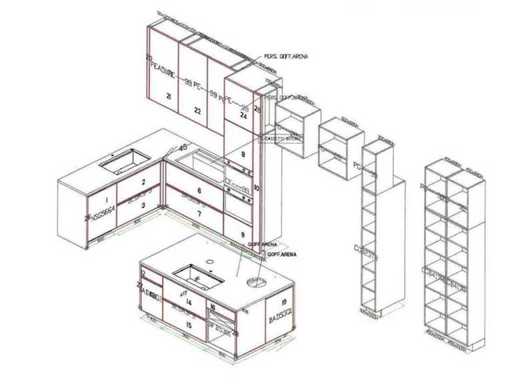 Poliform Spa - Artex - Interieur O.a. luxe keukenopstelling, kledingkastenwand en boekenkast