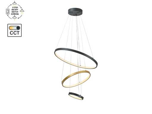 Lampe pendante Orien 20cm&40cm&60cm Anneau trio 50W LED 3CCT & 3 Steps Dim(1x)
