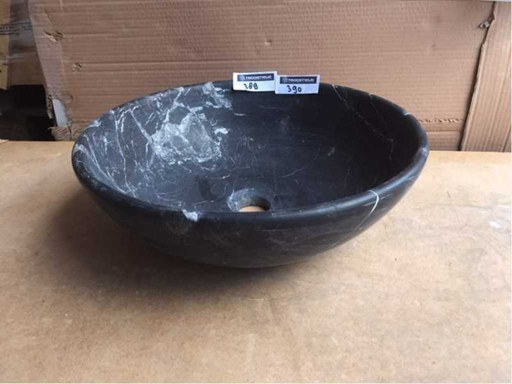 1 x Umywalka z kamienia naturalnego Marmur Czarny 40,6x15 cm