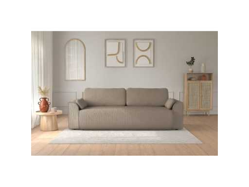 Sofa bed - 3 seater greige corduroy