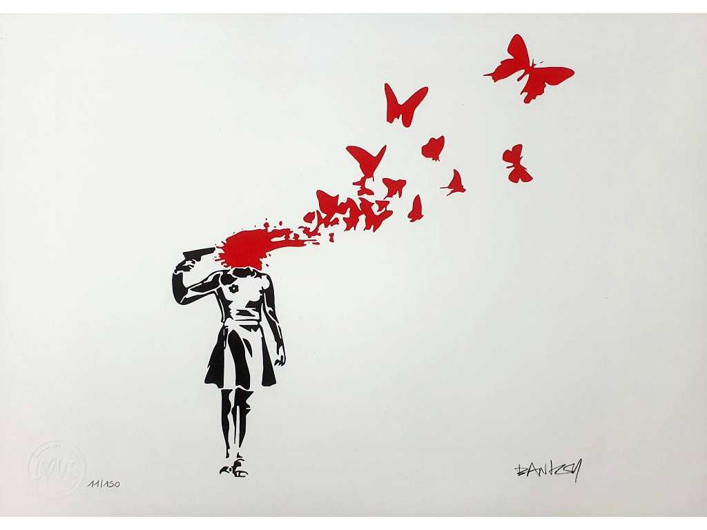 Banksy (geboren 1974), gebaseerd op - Butterfly Girl Suicide