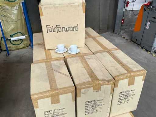 Set de 2 cești albe (480x) pentru espresso din ceramică Fair Trade
