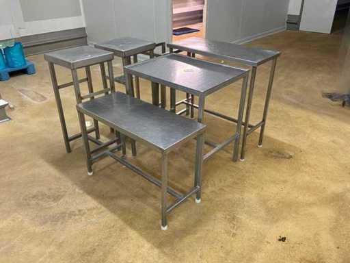 Roestvrijstalen werktafels (5x)