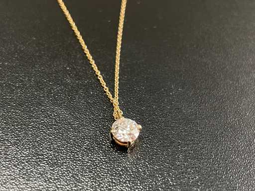 Pendente in oro giallo 18 carati con diamante rotondo da 1,08 ct - D/VS1