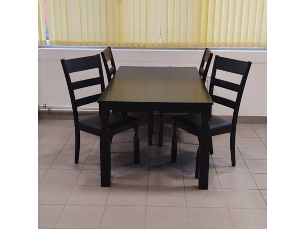 1x Stella black table group 4 pieces of armchair (black upholstery) + 1 piece of table - living room table table set, dining set, dining set, table, chair, armchair, work table, restaurant table, restaurant table, restaurant table, living room table, canteen table – gastro discount