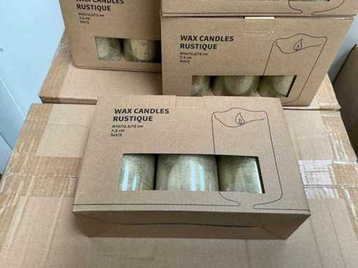 Partij Led Wax Candles Rustique D7,5xH10/12,5/15cm gold 3/sets (77x)