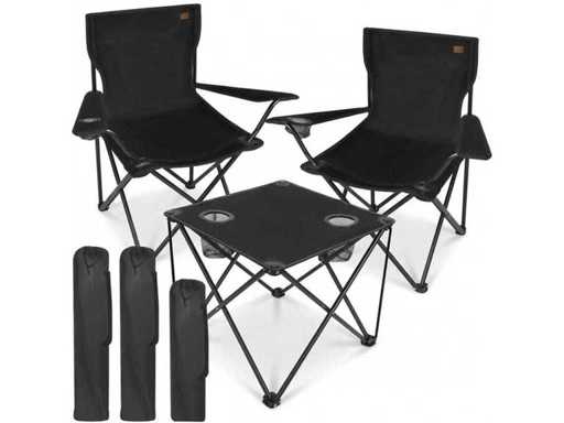 Campingstoel Set met Tafel - Opvouwbare Vouwstoel - 2 Stoelen - Strandstoel - Visstoel - Inclusief Draagtas