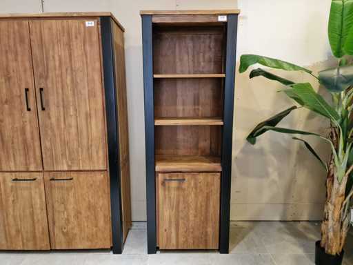 Bibliothèque vintage en teck à Atlanta 70 x 45 x H190cm avec porte tournante