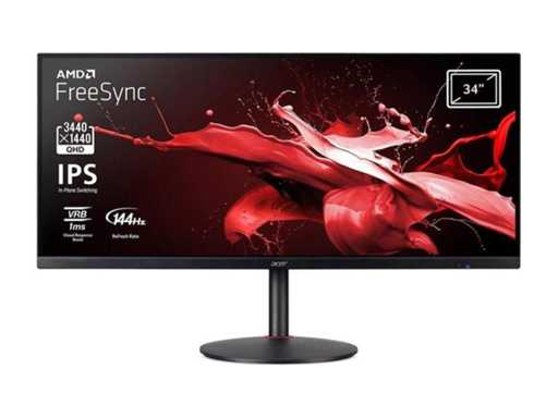 Nitro XV340CKPbmiipphzx - 86cm 34" W, ZeroFrame FreeSync HDR Ready 1ms(VRB) 250nits IPS LED 2xHDMI 2DP MM Audio out USB 3.0 Hub Height adj. EURO EMEA MPRII Black Acer EcoDisplay