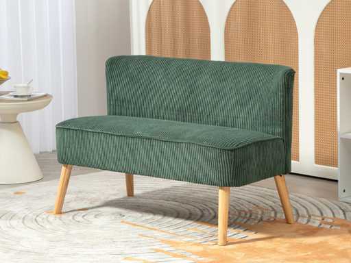 Canapé 2 places, bois, polyester velouté, mousse