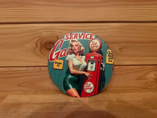 Metal advertising sign round 20cm