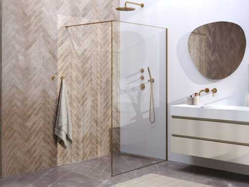 Duș cu sticlă transparentă cu cadru de 120x200cm aur periat