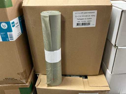 Partij LDPE zakken transparant 70+2x15x200cm perfogaten en sluitlint (36x)