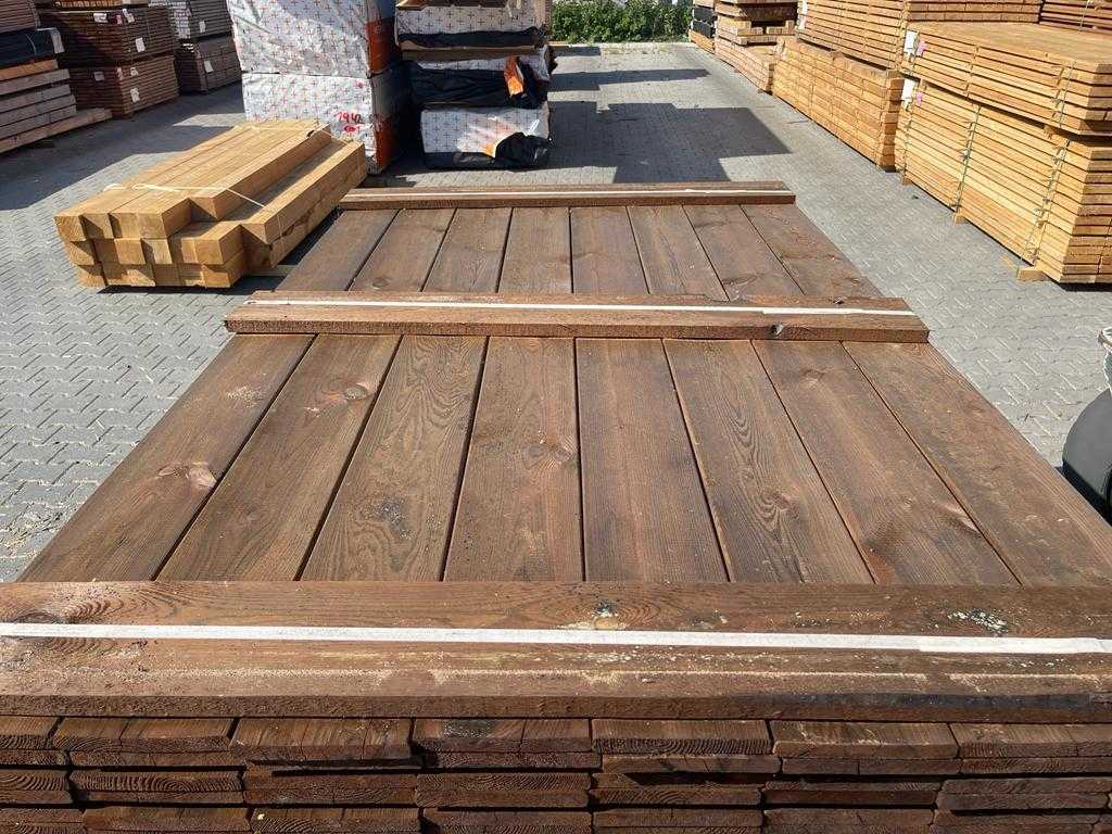 Pine fence boards brown impregnated 16x140mm, length 200cm (352x)