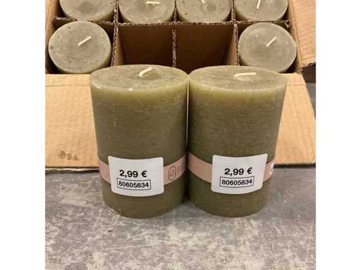 Partij Essentials Kaarsen Olijfgroen 7x14 cm (60x)