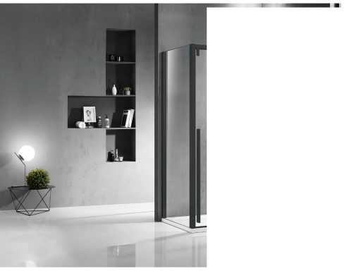 Zijpaneel 90x200cm helder glas profiel mat zwart