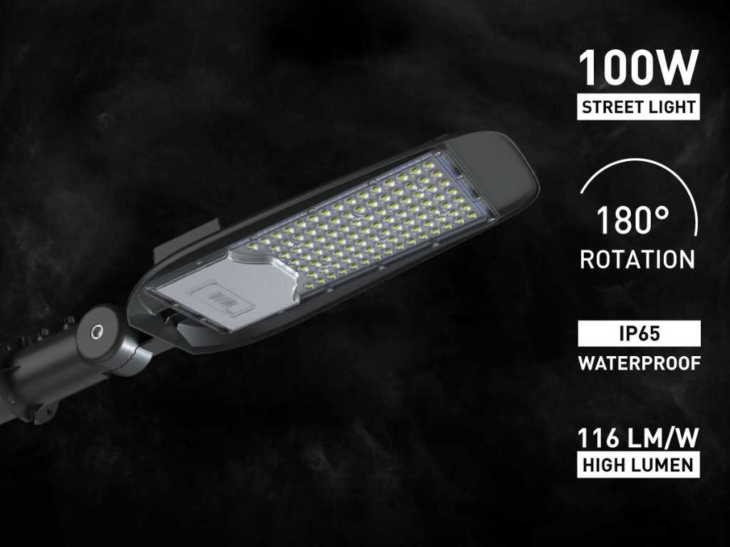 100W 4200K SMD LED Straßenlaternen Wasserdicht Neigbar (18x)