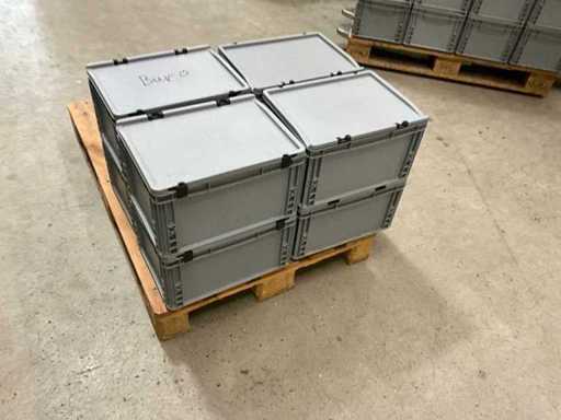 Caja de plástico de 8 piezas, Auer, 40 cm x 25 cm x 30 cm con tapa
