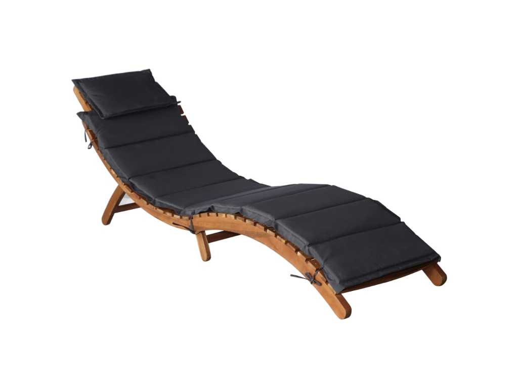 Set of 2 Lounge Chairs with Cushion Acacia Wood Grey