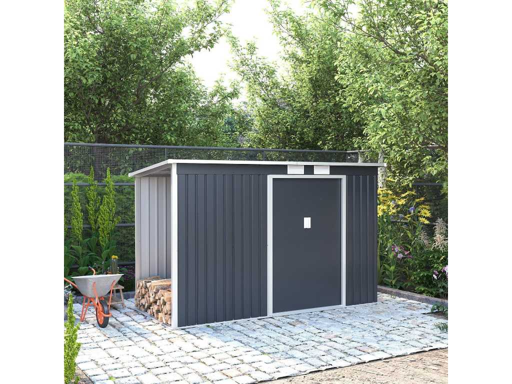 Metal shed M 4m³ with pitched roof, sliding door + extensions
