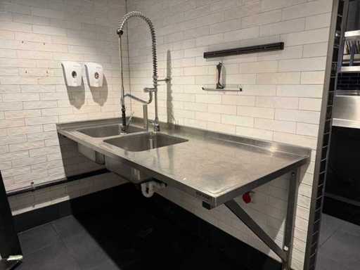 OVRI, Klarco - Piano da lavoro a sciocco per catering con doccia a lavaggio manuale