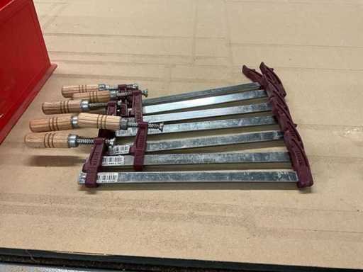 7x Șurub Piher Clamp până la 400 kg Forță de prindere - Model MM cu anvergură a aripilor cu mâner din lemn 30 cm