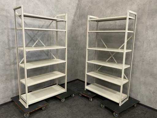 2x stalen legbordstelling