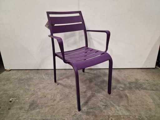 6 x Garden Prestige - Alu Stapelstoel Nice met Armleuning Aubergine - Full Alu Aubergine
