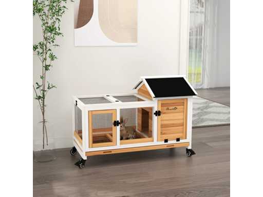 Rodent rabbit cage hutch on wheels 2 lockable doors