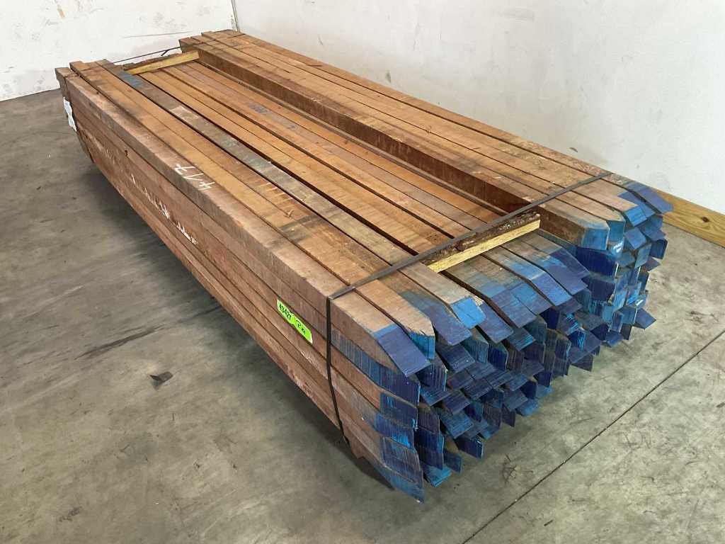 Paletto in legno duro Azobé a punta 300x7x7 cm (10x)