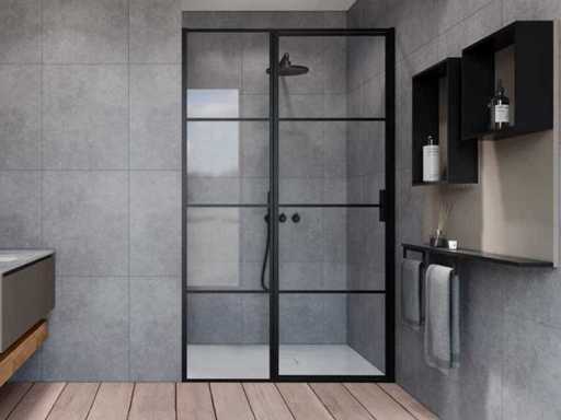 Marenza Bellini SW491687 Shower door matte black frames 120x200 anti-lime