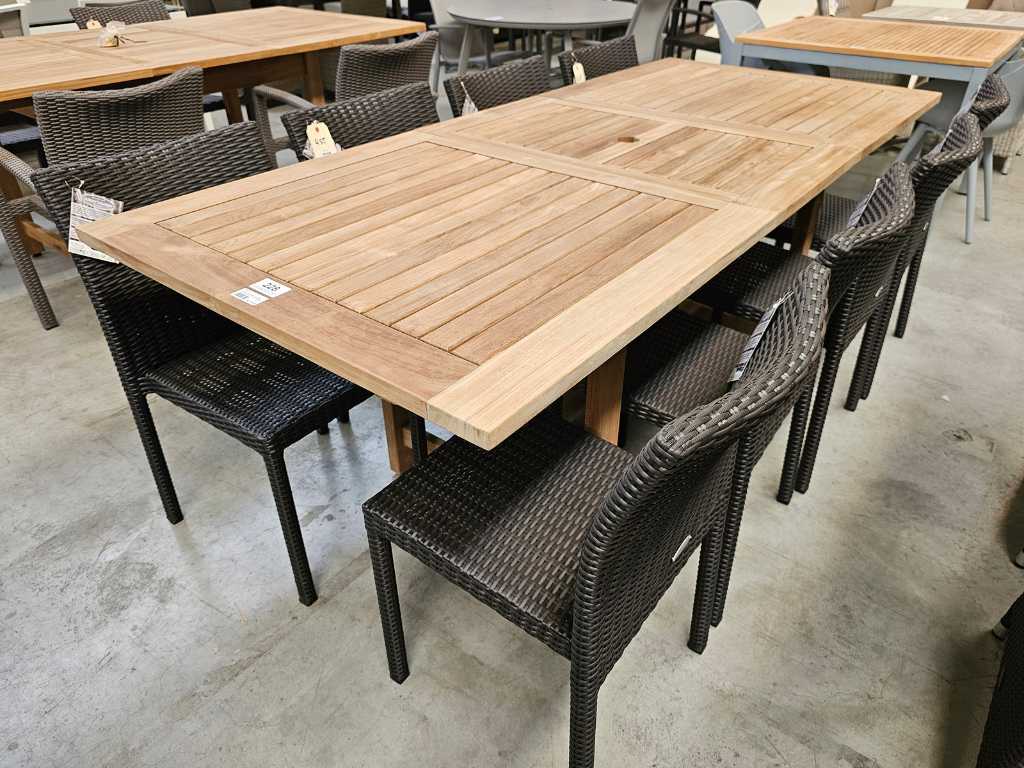 Diamond Teak Garden Table Extendable 160-210cm Slats 5cm