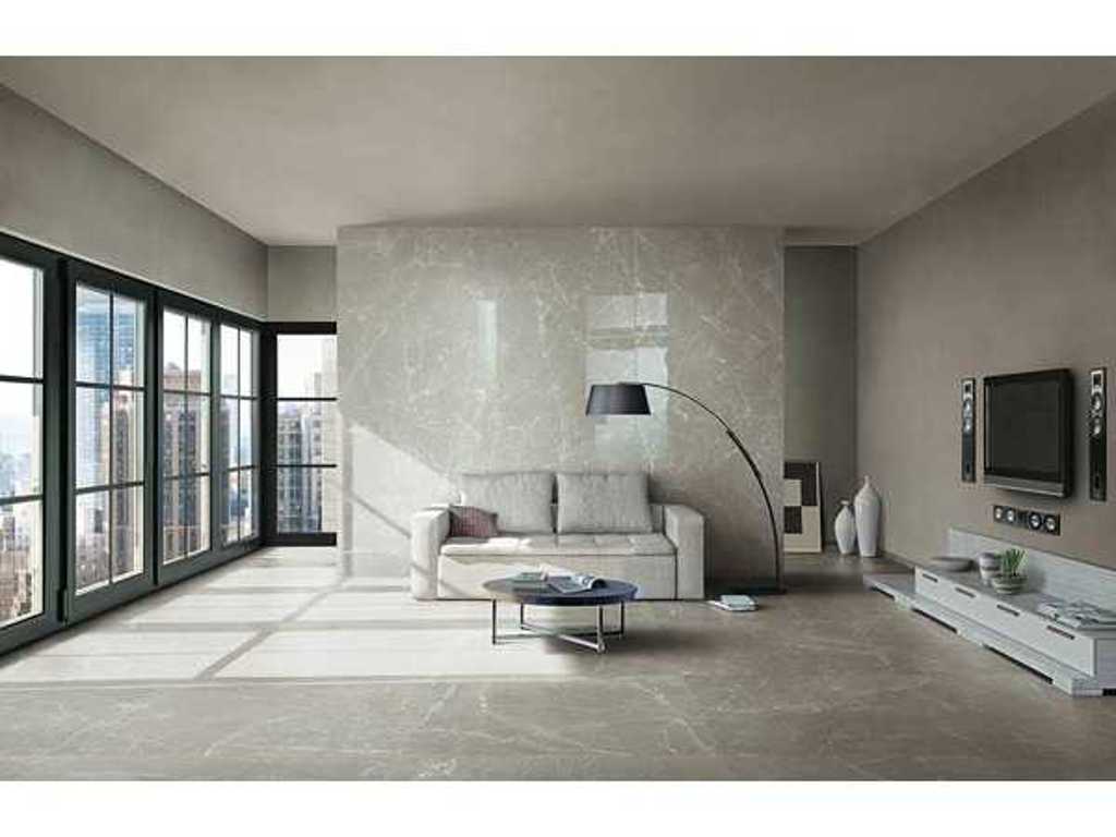Floor tile Techstone Marble Grey glossy 60x120cm rectified, 41.76m2