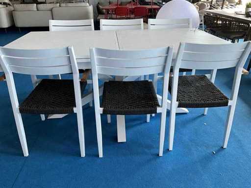Table de jardin Alu extensible avec 6 chaises