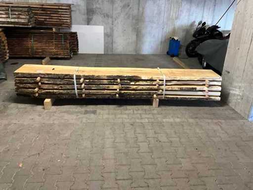 Experimental ! Beech bush-hammered block / trunk / 3.40m long / diameter approx. 45 cm / sawn into 60mm / 5 planks, air-dried